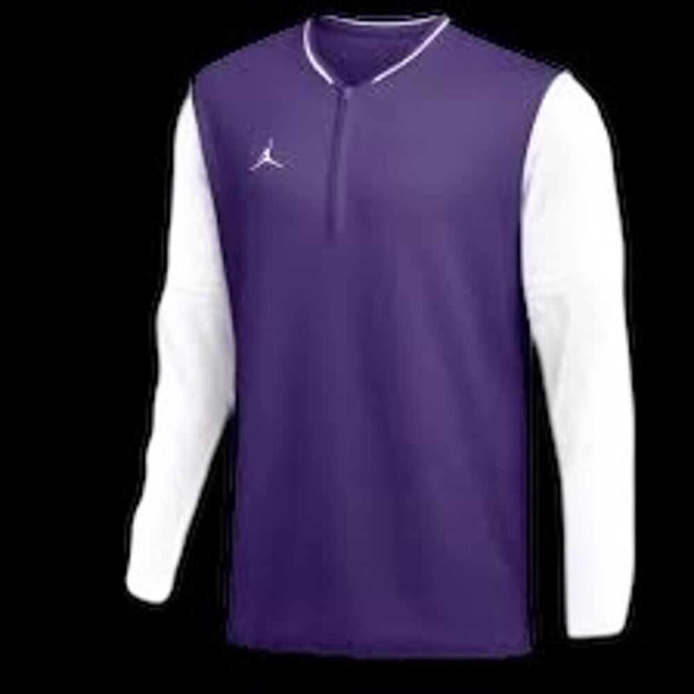 NIKE JORDAN WOMENS 
 HALF ZIP COACHES TOP PURPLE AND WHITE SPORT NFL COLLEGE M